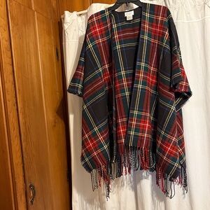 Mud Pie Red and Black Plaid Cape